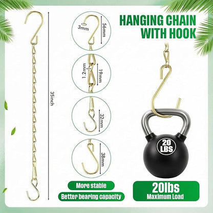 EBOOT 2 Pcs Hanging Chain for Bird Feeders, Planters, Lanterns and Ornaments(35 Inch,Gold)