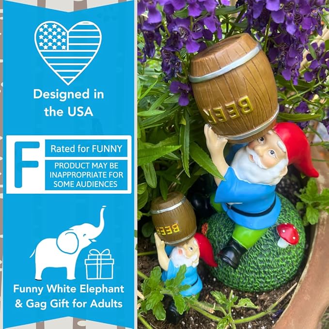 Gnometastic Mini Gnomes Drinking Gnome Statue, 4in - Funny Garden Gnomes Decorations for Yard and Outdoor - Gnomishevitz Wine Gnome for Fairy Garden, Planter Pots, Gnome Decor