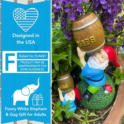 Gnometastic Mini Gnomes Drinking Gnome Statue, 4in - Funny Garden Gnomes Decorations for Yard and Outdoor - Gnomishevitz Wine Gnome for Fairy Garden, Planter Pots, Gnome Decor