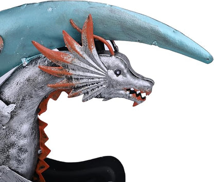 Metal Dragon Hanging Decoration Tree Ornaments Figurines, Dragon Moon Hugger Wall Plaques Statues, Outdoor Wind Sculptures Art for Patio Lawn Deck Pool Yard Stump Branches Porch Balcony Garden Decor
