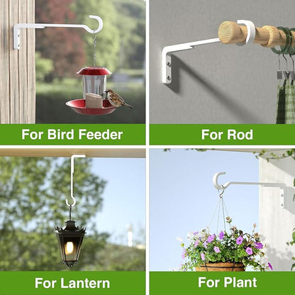Saffruff 8 Inch 2 Pack White Heavy Duty Outdoor Plant Hangers, Iron Hanging Plant Brackets for Hanging Plants Outside, Metal Plant Hooks Plant Wall Hooks for Hanging Lantern, Bird Feeder