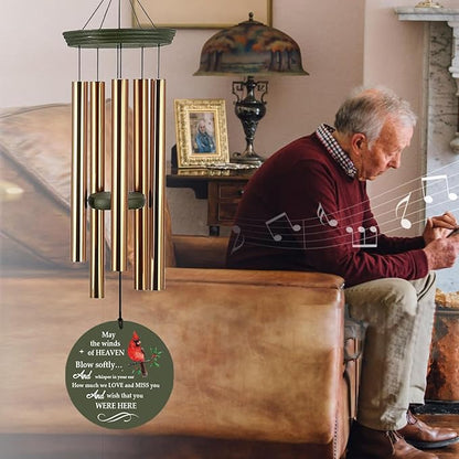 Personalized Wind Chimes, Cardinals Memorial Wind Chimes, Sympathy Gifts for Loss of Loved One, Wind Chime Deep Tone for Loss of Loved Dad/Mom/Ones for Condolences/Funeral, Product in USA