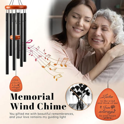 Sympathy Gifts for Loss of Loved One Memorial Wind Chimes Sympathy/Bereavement/Memorial Gifts for Loss of Mom Dad Husband, Grief Remembrance Condolences Gifts for Women, 32" Black