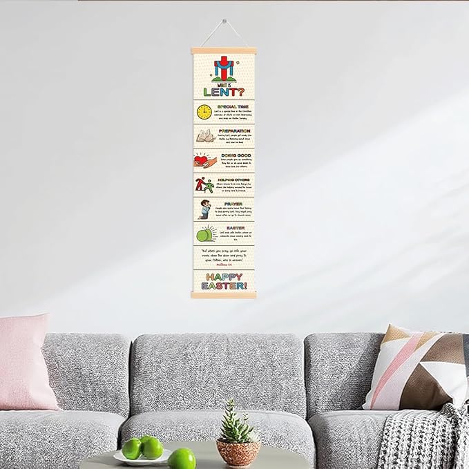 Easter Banner, What is Lent Poster, Rustic Hanging Door Banner, Wednesday Bible Study Supplies, Farmhouse Home Church Decor, Decorative Family Hanging of Scripture and Words Decorations 01