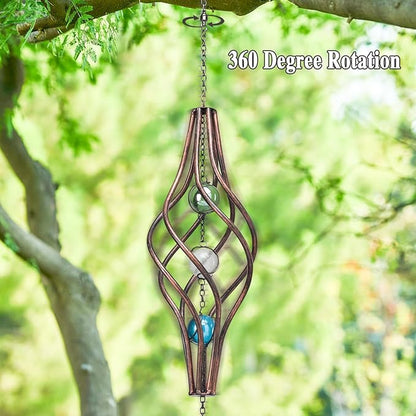 WONDER GARDEN Wind Spinner-Wind Spinners Outdoor - Hanging 360 Degree Swivel Wind Sculpture & Spinners with Colorful Glass Bead for Garden Outdoor Decor or Gift