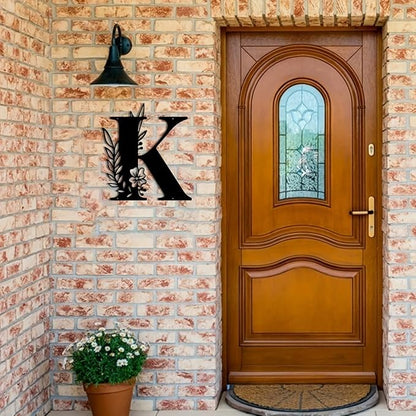 Metal Name Sign,Initial Welcome Letter Monogram Wall Decor,Wall Art Last Name Signs,Garden Door Decor for Outside,Wedding,House Warming Gift,12 inch in Height (Letter K)