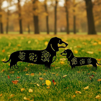 FoldTier 2 Pack Metal Dog Garden Decor for Outside Dachshund Garden Stakes Black Silhouette Decorative Stakes Decorations Dachshund Gifts Dog Lovers Yard Patio Lawn Outdoor Decor
