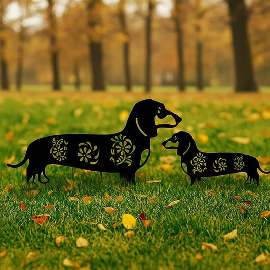 FoldTier 2 Pack Metal Dog Garden Decor for Outside Dachshund Garden Stakes Black Silhouette Decorative Stakes Decorations Dachshund Gifts Dog Lovers Yard Patio Lawn Outdoor Decor