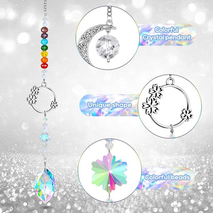 7 Pieces Sun Catcher Crystals Colorful Hanging Prism Suncatcher Window Ornament Beads Chain Sphere Chandelier Pendants for Home Wedding Gifts Decoration (Fresh)
