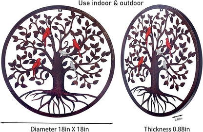CHINDEUISYUT 18 Inches Tree of Life Wall Art Metal, Large Metal Tree of Life Wall Decor Wall Hanging for Living Room Bedroom Garden Porch Patio Office Home Decor, 18in x 18in x 0.88 in