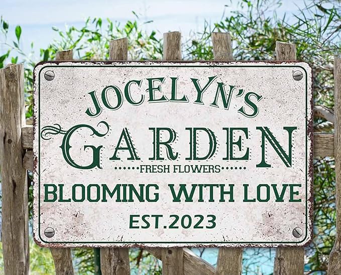 Custom Metal Signs with Name Made in USA Personalized Vintage Garden Sign Waterproof Vintage Decorative Metal Print for Wall Decor Customized Home Garden Ideas Gifts Artwork Prints for Yard Ourdoor