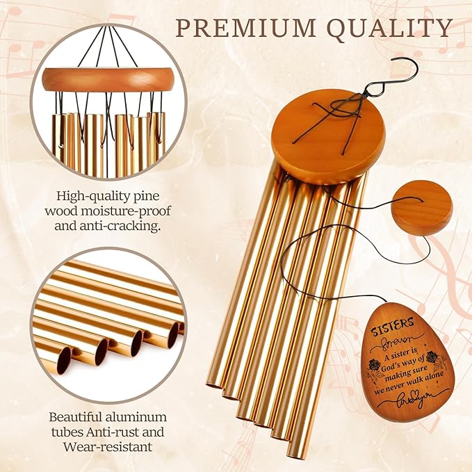 Gifts for Sister Women Best Friend Bestie Aunt Nana Friendship - Birthday Mothers Day Christmas Thanksgiving Wedding Graduation Valentines Day Thank You Gift Ideas Wind Chimes