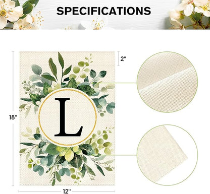 AVOIN colorlife Monogram Letter L Floral Garden Flag 12x18 Inch Double Sided Outside, Family Last Name Initial Yard Outdoor Decoration