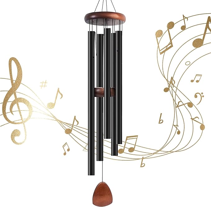 50 Inch Wind Chimes for Outside Deep Tone, Large Wind Chimes with 5 Aluminum Tubes, Courtyard Decoration, Windchimes Outdoor Create an Enjoyable Atmosphere & Give Mom a Gift