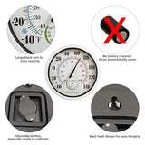Indoor Outdoor Thermometer Large Numbers 12 Inch Wall Weather Thermometer Hanging Garden Decor Hygrometer No Battery Needed (White)