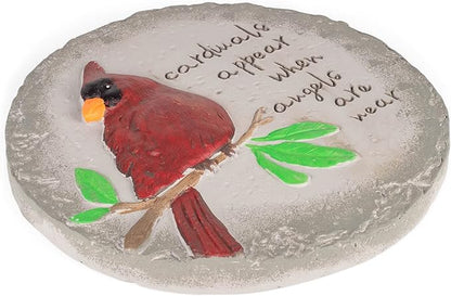Transpac A7201 Cardinal Birds Appear When Angels are Near Red Round 10 inch Cement Garden Memorial Bereavement Stepping Stone