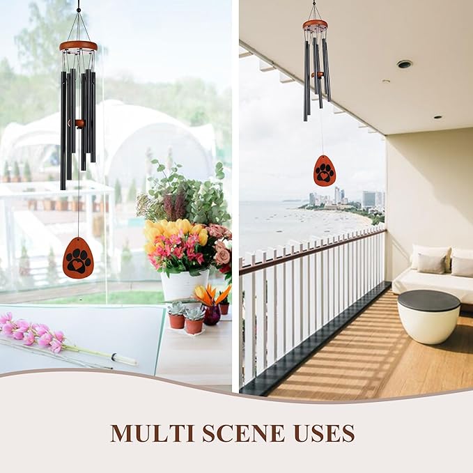 YU FENG 26'' Metal Dog Memorial Wind Chimes for Outside Loss of Dog Loved Pet with Gift Box & Cards - Pet Themed Remembrance Wind Chimes Ornament for Christmas Tree