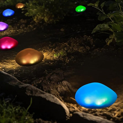 Solar Powered Outdoor Lights - Waterproof Garden Path Lighting, Pebble Shape Landscape Lights for Yard, Lawn, Patio, Walkway, Colored Light(1 pc)