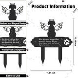 Rngmsi Dog Cemetery Decorations for Grave - Grave Garden Metal Decorations Memorial Dog Angel Wings Stakes Plaque Waterproof Black Grave Decoration Sympathy Garden Stake Markers Dog Grave Decor