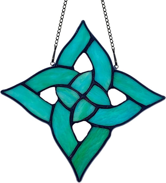 Celtic Trinity Knot Stained Glass Window Hanging Suncatcher Ornament,Irish Decoration Handmade Birthday Gifts for Women Parents Aunt Sister,St Patrick's Day Gifts for Mom Grandma