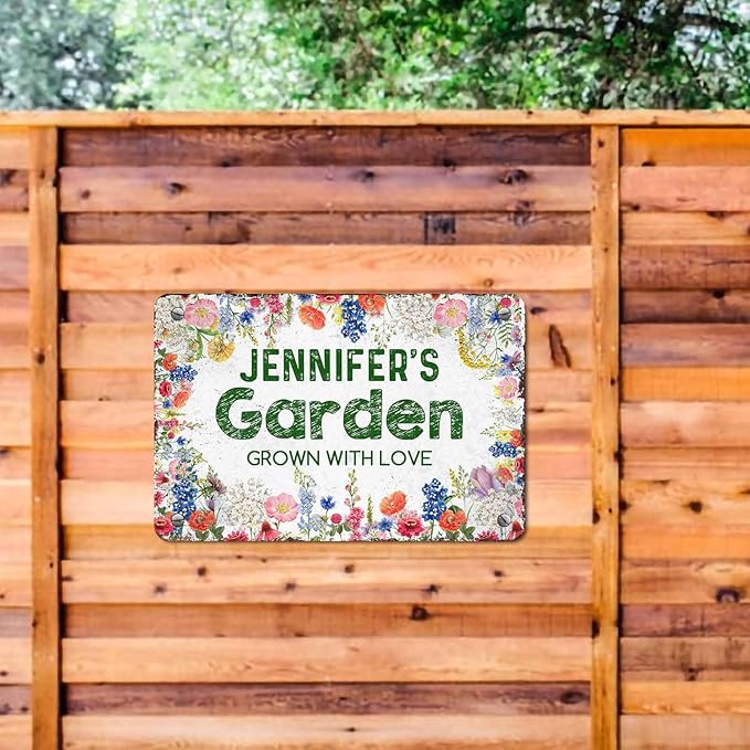 Personalized Metal Signs with Name Made in USA Custom Vintage Garden Sign Waterproof Vintage Decorative Metal Print for Wall Decor Customized Home Garden Ideas Gifts Artwork Prints for Yard Ourdoor