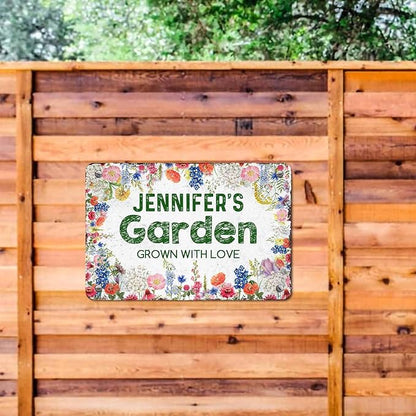 Personalized Metal Signs with Name Made in USA Custom Vintage Garden Sign Waterproof Vintage Decorative Metal Print for Wall Decor Customized Home Garden Ideas Gifts Artwork Prints for Yard Ourdoor