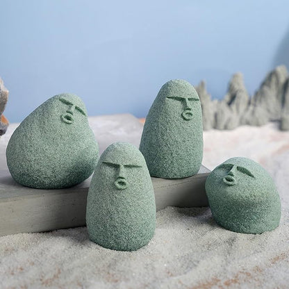Cute Stone Primitive Man Figurine: Funny Stoneman Statue for Outdoor Decor, Carving Face Garden Home Decoration Fish Tank Ornament - Stone Man D