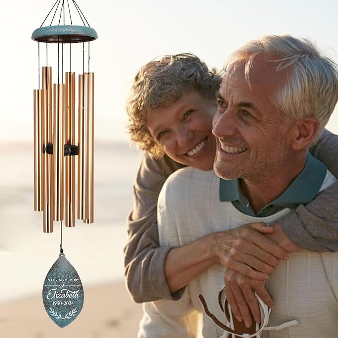 ASTARIN Personalized Name 35" Memorial Wind Chimes for Outside, Metal Sympathy Gifts for Loss of Mother Father Loved One, Bereavement Wind Chime in Memory Gift, Decor Garden Patio,Produced in USA