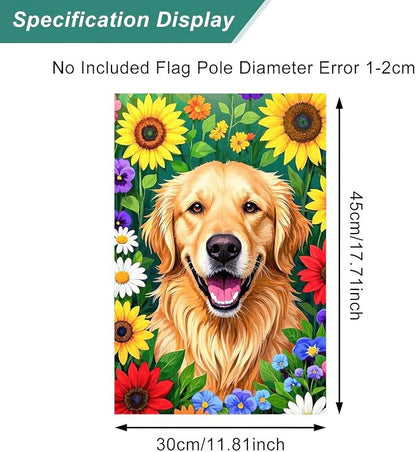 BlissYard Spring Dog Garden Flag Double Sided 12x18 Inch Cute Golden Retriever Seasonal Welcome Small Flags For Outside Outdoor Decor Yard Farmhouse Holiday Spring Summer Decorations Yard Flags