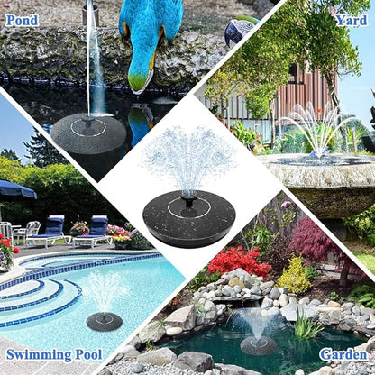 Solar Fountain Pump, Garden Bird Bath Solar Water Fountain Feature 1.5W Powered Pump Outdoor Waterfalls Freestanding with 8 Nozzles for Pond Pool Backyard Decor