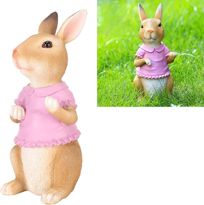 Garden Statue, Cute Figurine, Handcrafted Outdoor Decor with Vivid Colors, Sculpture for Lawn Yard Patio Porch, Ideal for Home Garden Decoration