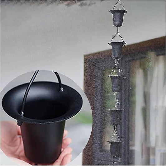 Outside Hanging Rain Catcher Rain CupsChime, Unique Cup Japanese for Rain Gutter & Replacement Downspout, Durable Copper Rain Catcher Chain, Hanging Balcony Water Chain