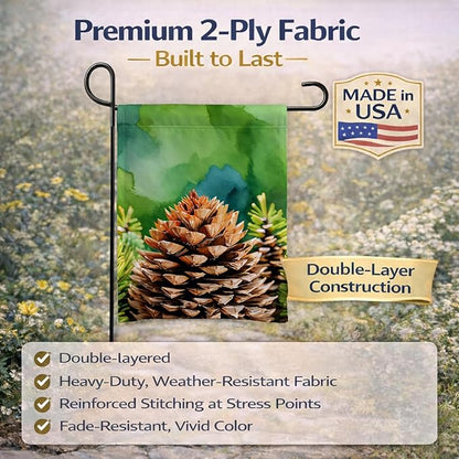Caroline's Treasures Maine White Pine Cone and Tassels in Watercolor Garden Flag Mailbox Flag Decorative Yard Flag Banner Outside Patio Artwork Yard Flower Beds, Garden Size, Multicolor