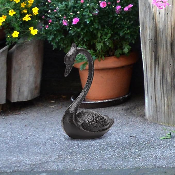BRASSTAR Cast Iron Elegant Swan Garden Home Office Desk Decor Collection Animal Figurine Interior and Exterior Art Decoration TQGJPT528