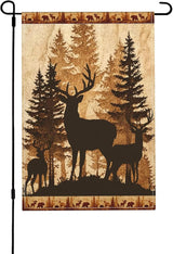 Retro Deer Garden Flag Seasonal Double Sided 12 x 18 Inch Small Yard Flag for Indoor Outdoor Decor Holiday All Seasons