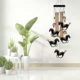 Outdoor Bronze Horse Wind Chimes Decoration, Gifts for Mom, Home, Garden, Balconies, Rooms, Patio, Indoor, Horse Chimes, 4 Aluminum Tubes 5 Horses Wind Chime, Horse Wind Catcher, Horse Wind Bell Gift