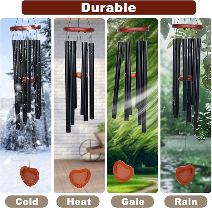 37” Large Deep Tone Wind Chimes Outdoor, Aluminum Metal Tubes, Waterproof Garden Patio Decor, Memorial Sympathy Wind Chime Gift for Mom, Loved Ones
