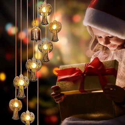 Solar Angel Wind Chimes Outdoor,Solar 8 LED Angel Wind Chimes for Outside,Hanging Lights Warm LED,Outdoor Angel Decor,Angel Gifts for Wife Mother Grandmom Christmas