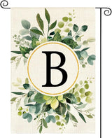 AVOIN colorlife Monogram Letter B Floral Garden Flag 12x18 Inch Double Sided Outside, Family Last Name Initial Yard Outdoor Decoration