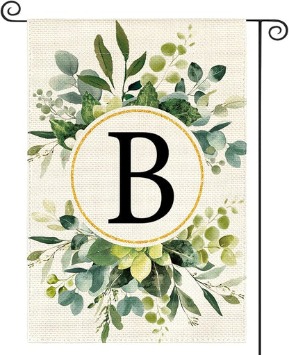 AVOIN colorlife Monogram Letter B Floral Garden Flag 12x18 Inch Double Sided Outside, Family Last Name Initial Yard Outdoor Decoration