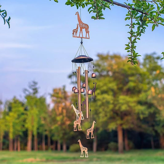 Giraffe Wind Chimes Outdoor Giraffe Gifts for Women/Men/Mom/Wife/Grandma Birthday Gifts Metal WindChimes for Outside/Indoors, Lawn, Patio, Home, Porch, Yard Decor, Garden Decoration