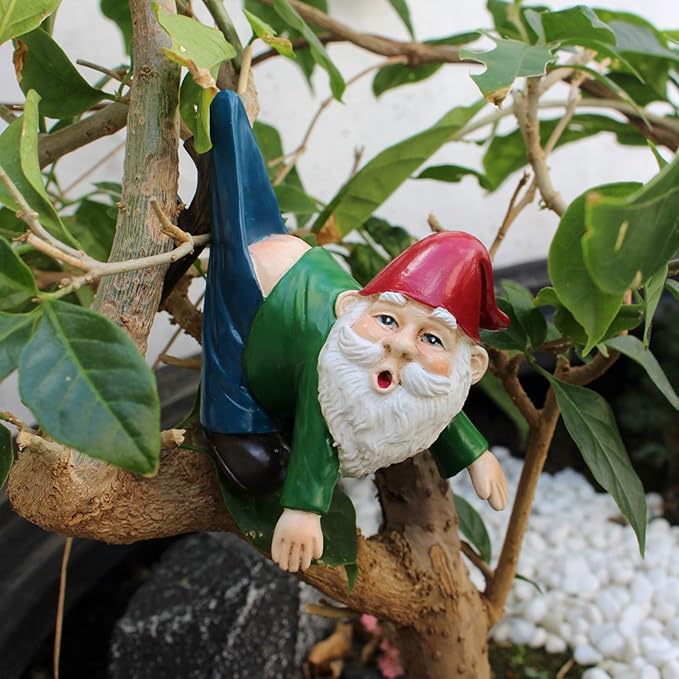 OwMell Garden Decor Statue Flower Pot Hugger, Outdoor Figurine Planter Hugger for Flowerpot, Patio, Balcony, Porch, Yard, Lawn Ornament Outdoor Decor Gifts Plant Decoration - Gnome
