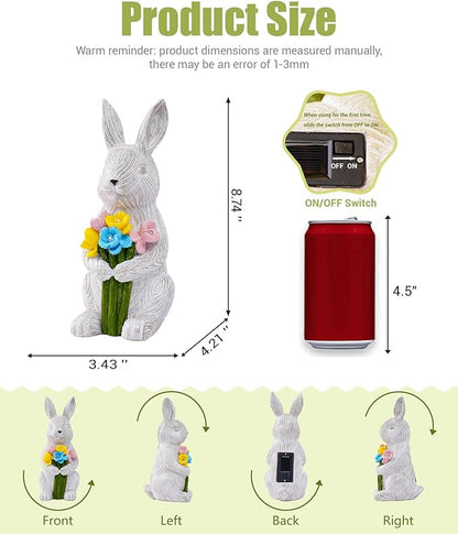 Rabbitcat Solar Garden Outdoor Bunny Statues: Outside Rabbit Decor with Succulent Lights for Balcony Lawn Art Porch Yard - Birthday Gifts for Mom Grandma Women