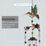 Wind Chimes for Outside, Wind Chimes Outdoor Clearance, Soothing Tones, Hummingbird Wind Chime, Memorial, Sympathy Gift, Patio, Porch, Home Décor, Modern, Art Décor, Bronze (32" Hummingbird)