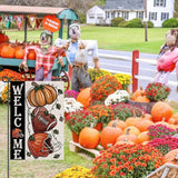 Fall Football Welcome Garden Flags 12x18 Inch Vertical Double Sided, Pumpkin Autumn Sports Game Day Sign Thanksgiving Seasonal Yard Outside Decor DF330