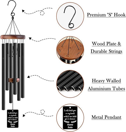 Personalized Custom Wind Chimes Memorial Engraved Gifts for Loss of Loved One Mother Dad Mom Dog Pet Customized Outdoor Sympathy Wind Chimes with Photo Text