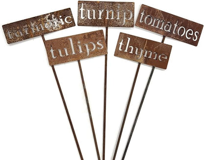 Classic Metal Garden Markers 19 Inches Tall (tarragon, Naturally Rusted)