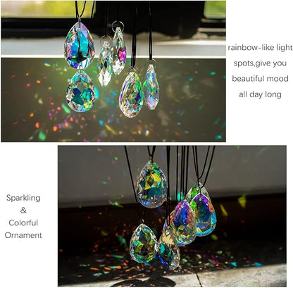 HDCRYSTALGIFTS 12 Pieces 50mm Crystal Prisms Chandelier Colorful Bauhinia Ornament Pendants Rainbow Maker Hanging Prisms for Wedding Party Christams Tree Garlands Decoration DIY Jewelry