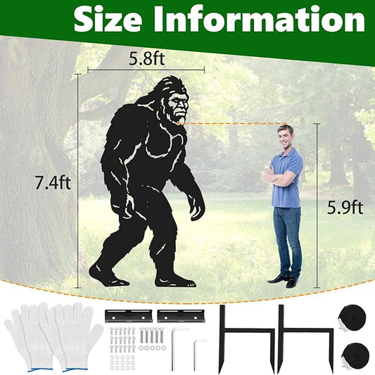 7.4ft Bigfoot Metal Outdoor Decor Big Foot Sasquatch Gifts for Men/Dad/Women, Chimpanzees Silhouette Statues for Yard Art, Garden, Patio, Backyard, Forests, Lawn Decorations(Classic Style)