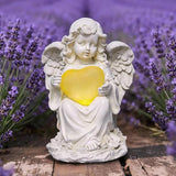 Angel Statues for Garden, Solar Angels for Outside with Glowing Heart & Cemetery Decorations for Grave, Yard Art Patio Balcony & Lawn Ornaments Gifts for Mom Grandma Women